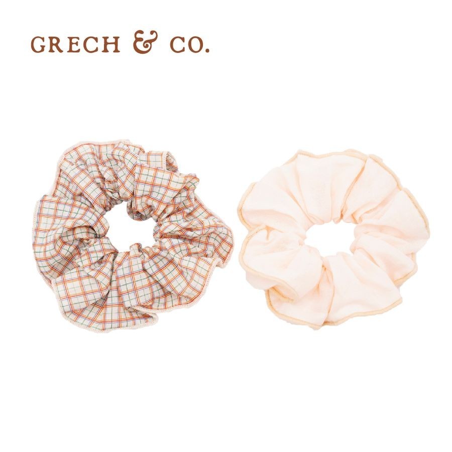 Grech&Co.髮束二入組/ 細格紋+奶茶 eslite誠品