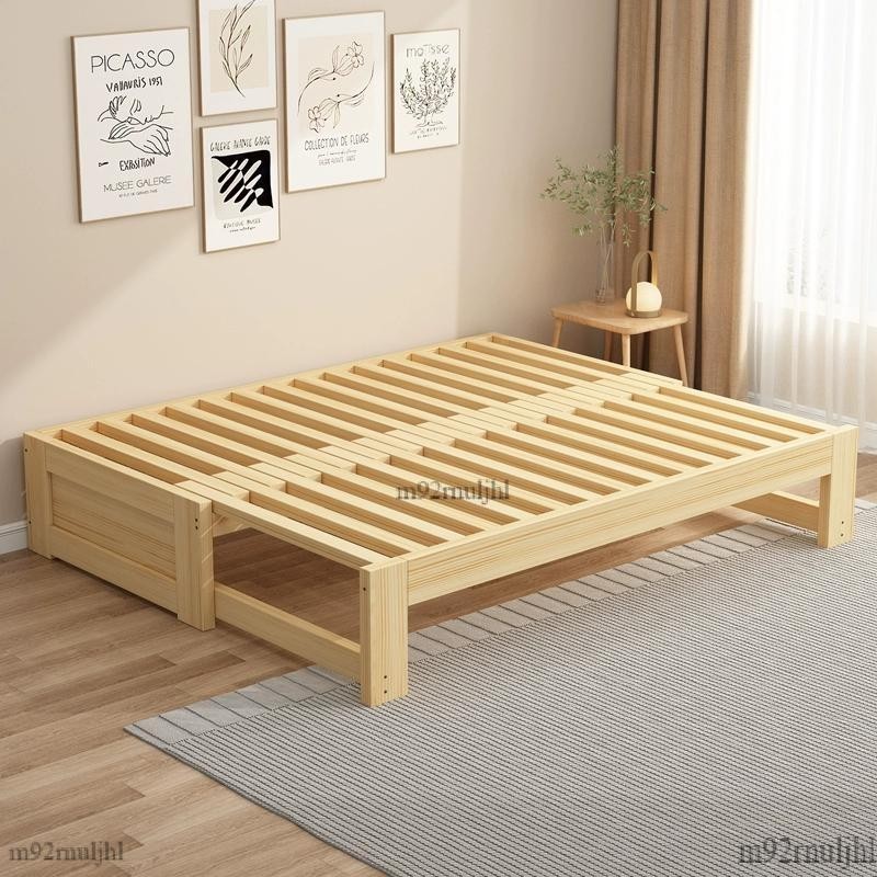 多功能伸縮床抽拉床摺疊床 小戶型單人雙人兩用全實木沙發床床 床架 摺疊床 實木床 單人床