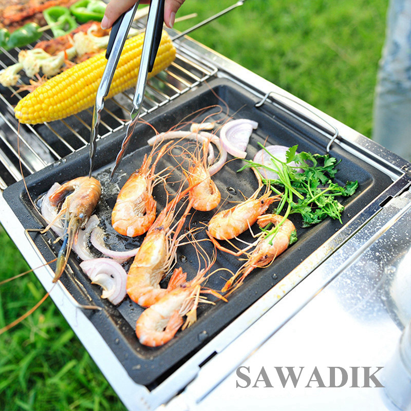 Sawadik 發韓系燒烤碟 方形不粘塗層燒烤烤肉盤 戶外燒烤煎盤子