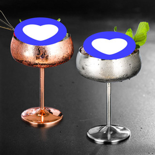 不鏽鋼闊口碟型雞尾酒杯創意金屬雞尾酒杯酒吧餐廳香檳杯高腳杯