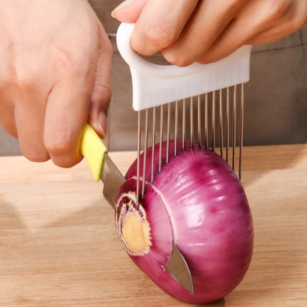 不銹鋼洋蔥針叉松肉針蔬菜水果切片機番茄刀切割架廚房配件工具