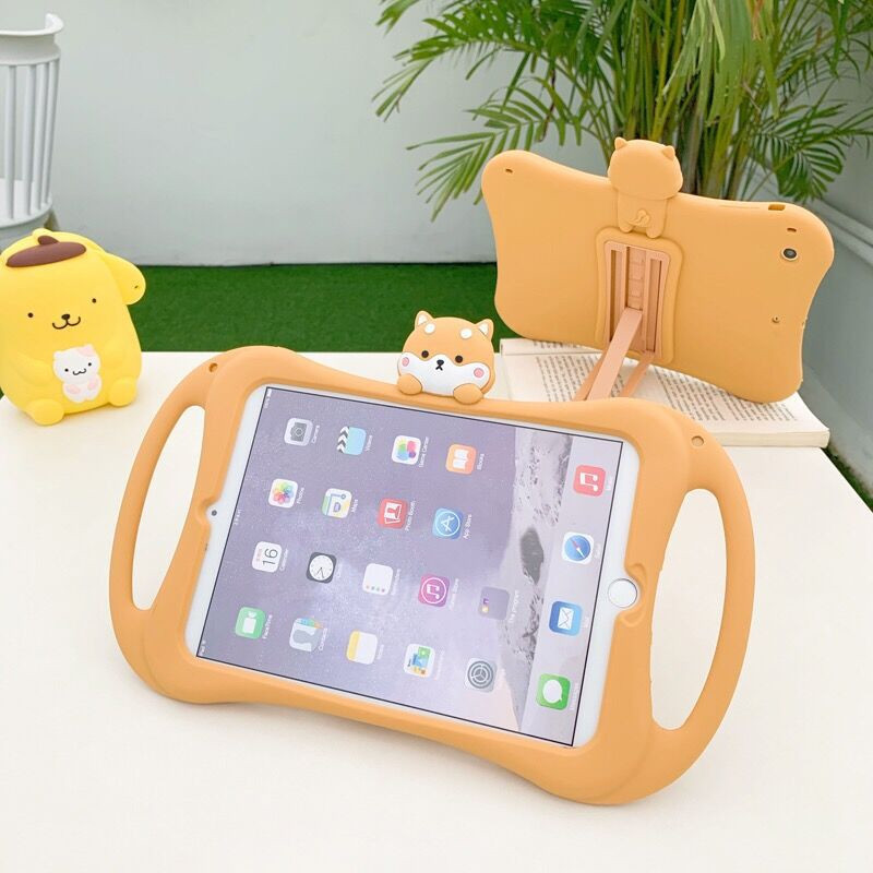 [Aimeidai] Ipad 保護套可愛 Shiba Inu 平板電腦保護套帶手柄適用於 iPad 2/3/4/Min