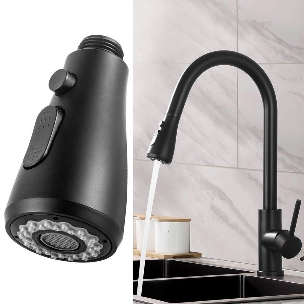 ✨ 熱銷 ✨黑色淋浴龍頭水龍頭拉出式噴頭更換廚房龍頭備件