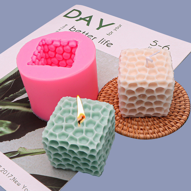 魔方蜂巢矽膠模具 韓系水立方造型蜂窩烘培慕斯蠟燭香薰蛋糕模具