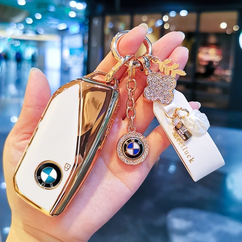 BMW寶馬 汽車鑰匙包 鑰匙保護套 TPU鑰匙殼 鑰匙圈鑰匙包 鑽圈 新7系740li/735/X7/ix/i7鑰匙ZC