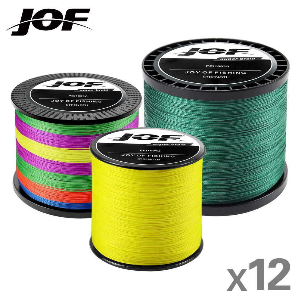 Jof 編織線 X12 100/300/500/1000m 4 色全用於 PE 釣魚線 MaxDrag 149.9LB