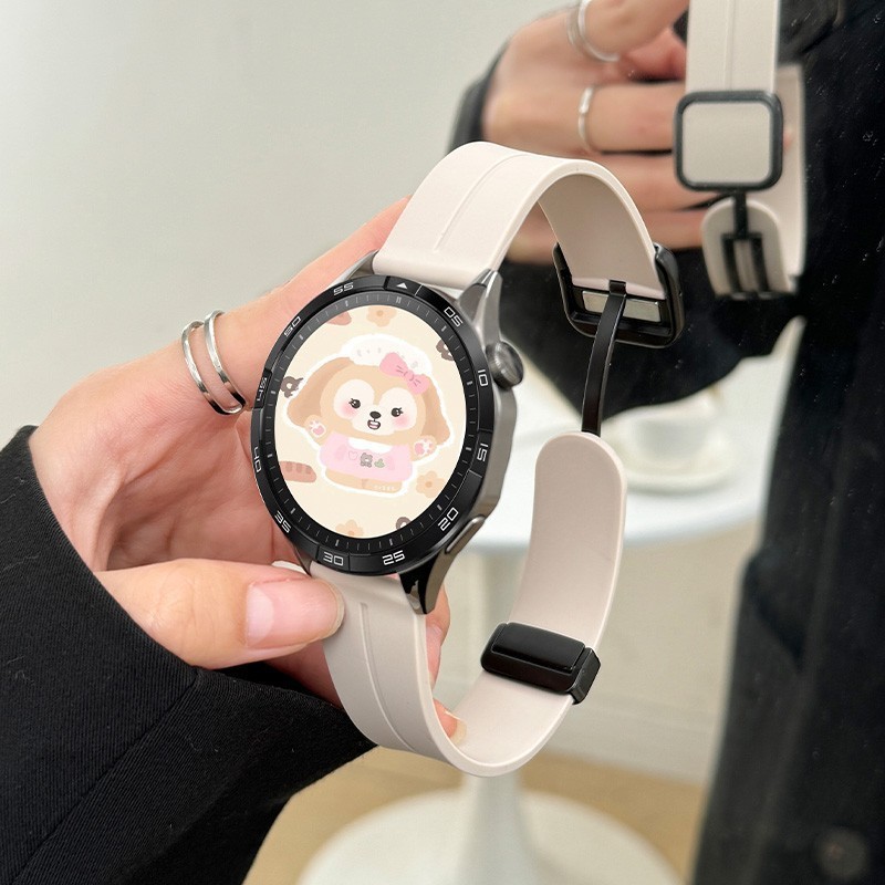 適用華為GT4手錶gt3錶帶watch3摺疊磁吸方扣矽膠GT2pro榮耀magic小米WATCH S3錶帶