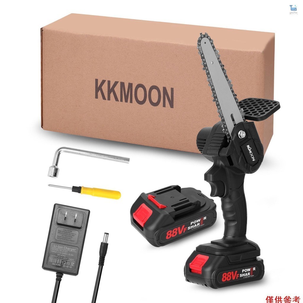 Kkmoon 21V 6 英寸便攜式電動修枝鋸 88VF 小型木材劈電鋸刷電機單手木工工具用於花園果園