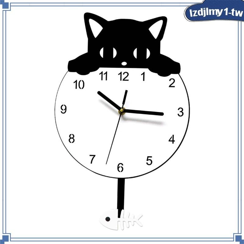[LzdjlmydcTW] 客廳農舍室內貓形掛鐘