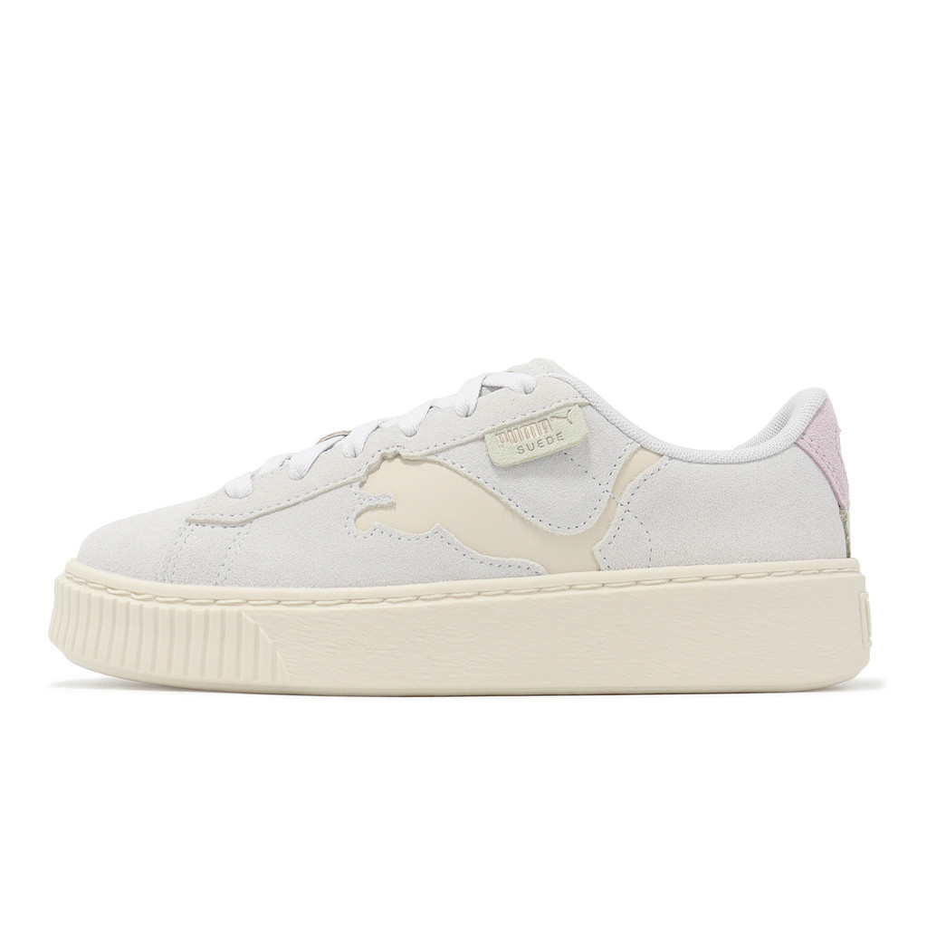 Puma 休閒鞋 Suede Platform Cutout Wns 灰白 米白 粉紅 女鞋【ACS】 39723303