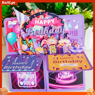<Kaitlyn> 3d 生日賀卡手工慶祝卡手工製作生日快樂 3d 賀卡成人和兒童可折疊慶祝卡手工設計非常適合生日