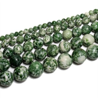 優質綠點翡翠散裝間隔珠,用於珠寶製作 DIY 手鍊配件(選擇尺寸 4 6 8 10 毫米)