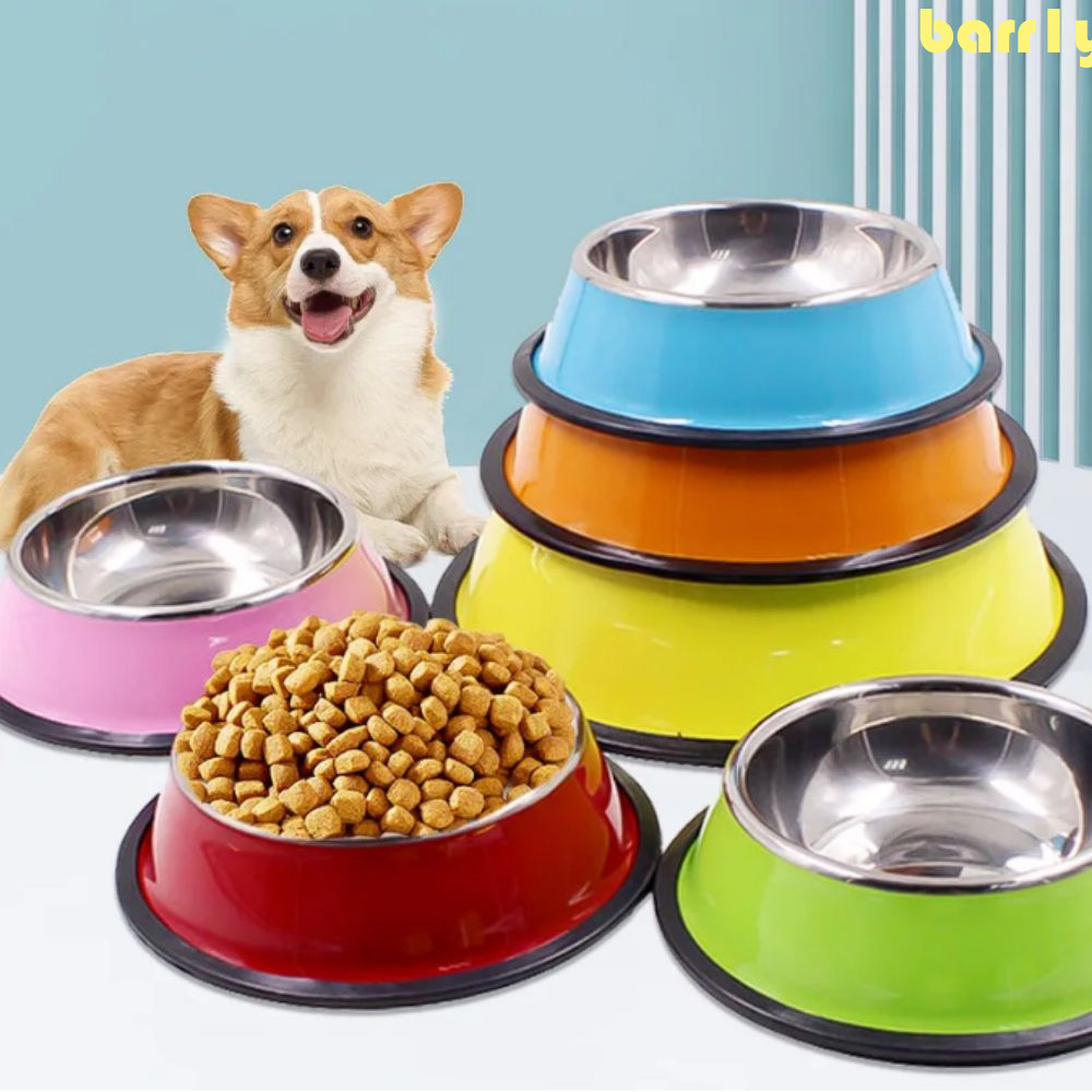 BARR1Y不銹鋼狗碗,防側翻大容量狗食水盤,寵物餐盤色彩繽紛防滑寵物餵食碗對於貓小狗狗