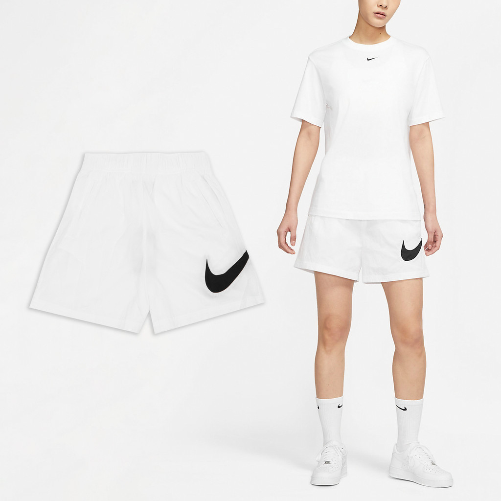 Nike 短褲 NSW Essential 女款 白 寬鬆 抽繩 高腰 大勾 【ACS】 DM6740-100