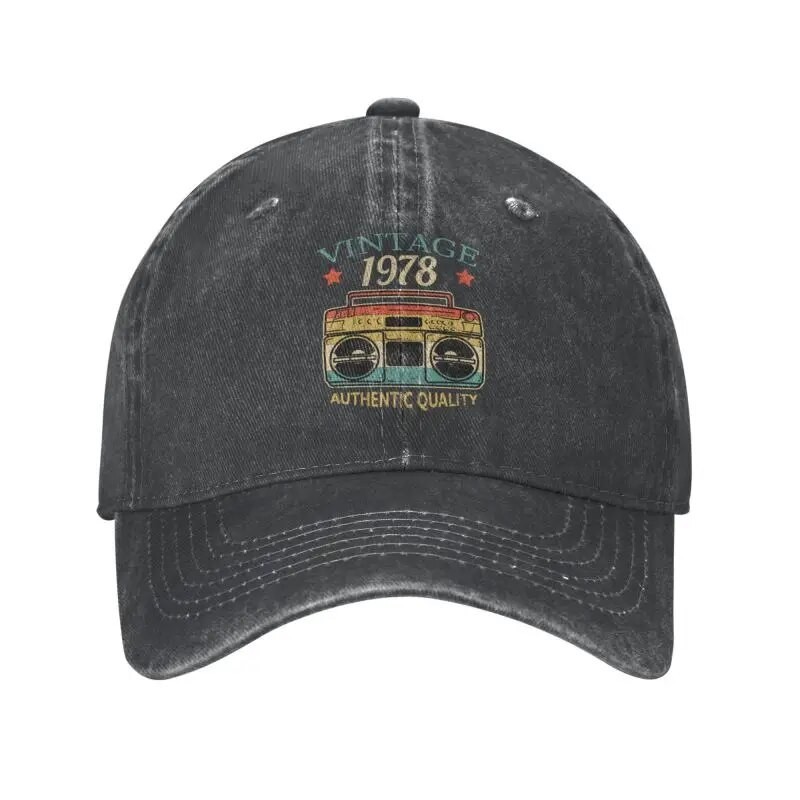 時尚純棉復古 1978 年收音機正品品質棒球帽女士男士可調節 45 歲生日禮物爸爸帽子運動