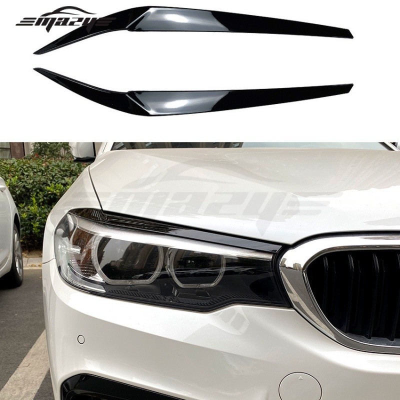 適用BMW 5系 G30 525i 530i 2017-2021前大燈燈眉外飾車貼改裝