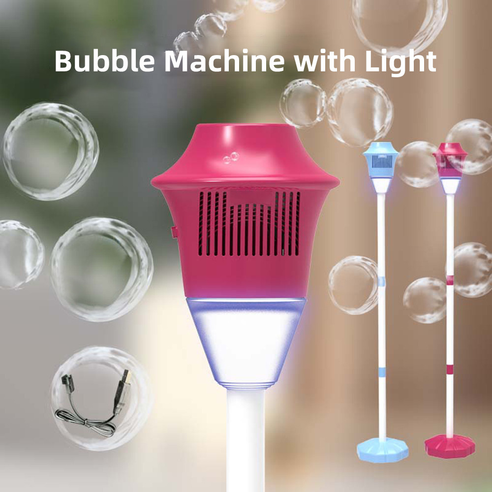 泡泡機帶燈立式泡泡機生日戶外婚禮聖誕派對互動可充電路燈形自動泡泡機