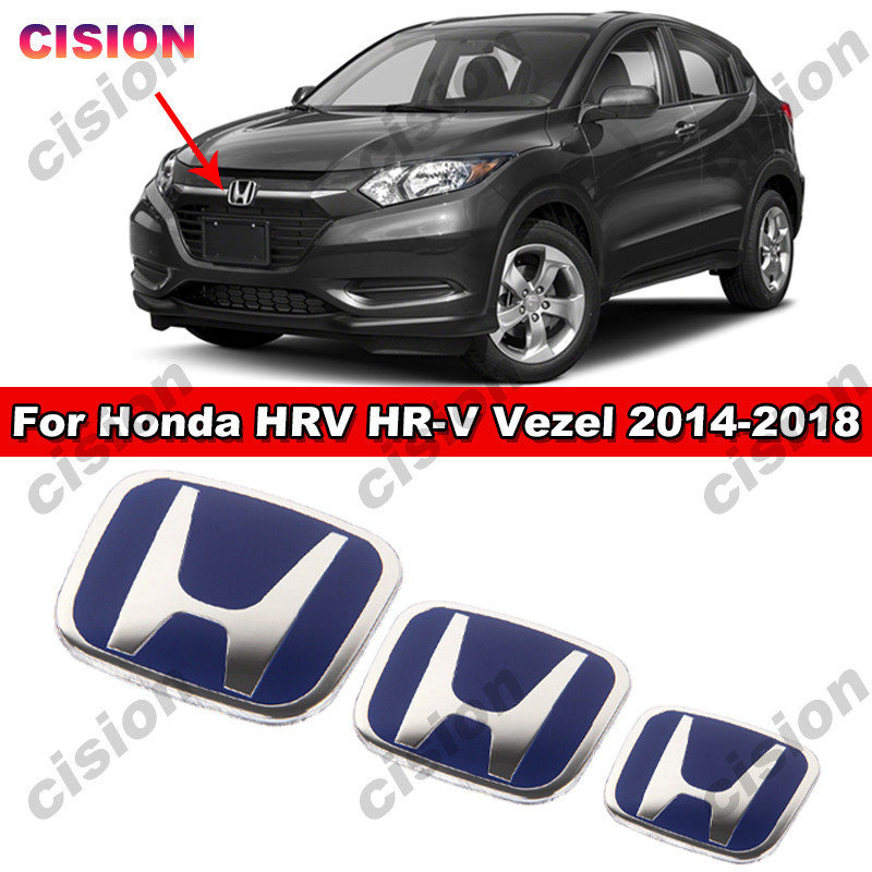 HONDA 1 件套亞克力貼紙本田藍色三維標誌前後方向盤標誌框架面板蓋裝飾徽章適用於本田 HRV Vezel 2014