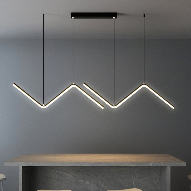 最新2024年   熱銷款 北歐餐廳燈長條設計師樣板房創意幾何線條吊燈現代簡約飯廳餐桌燈
