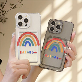 XIAOMI REDMI 軟矽膠材質可愛彩虹手機殼可放卡殼適用於小米紅米 Note 13 13R 12 11 11E P