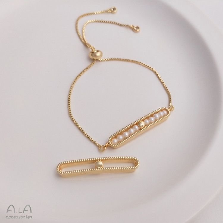 Ala- 阿啦14K包金串水晶珍珠彎管手工串珠材料diy手鍊手排飾品保色配件