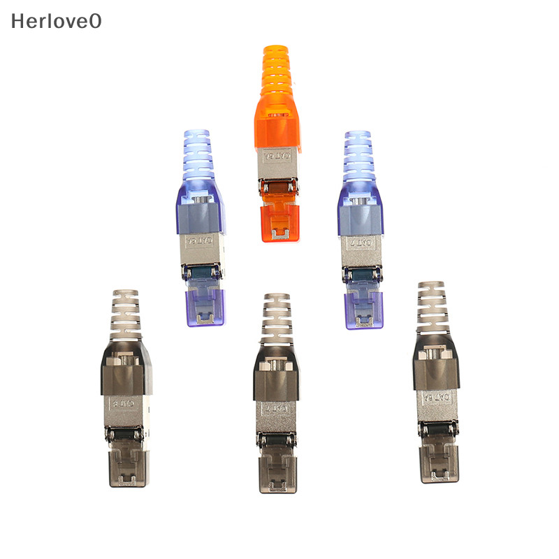 Herlove Cat6A/7/8 屏蔽水晶頭 Ftp Rj45 連接器金屬模塊免工具插頭 TW