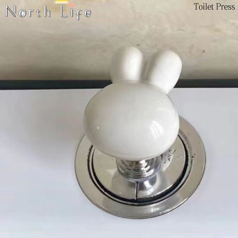 N.L✨家居 卡通可愛兔兔馬桶按壓器衛生間沖水水箱開關按鈕簡約衣櫃抽屜把手