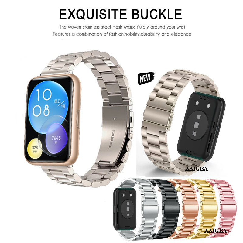 錶帶不銹鋼錶帶金屬錶帶帶連接器適用於華為 Watch Fit 2 fit2 / Fit / Fit 全新