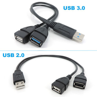Y 電纜電源 USB2.0 公頭轉 2Dual USB 母頭分線器雙 USB 2.0 3.0 延長 A 公頭轉 2 A