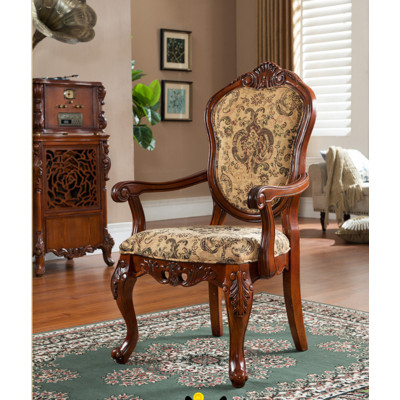 美式布藝單人沙發 精品宮廷新古典復古歐式扶手餐椅接待椅子 餐吧椅 餐桌椅 高腳凳 餐椅