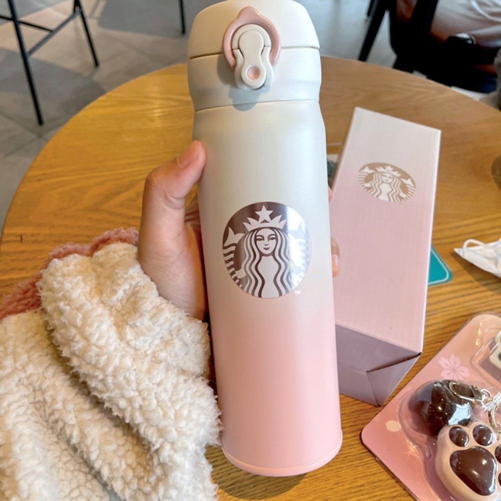 STARBUCKS 熱銷星巴克漸變色保溫瓶彈跳蓋 500ML