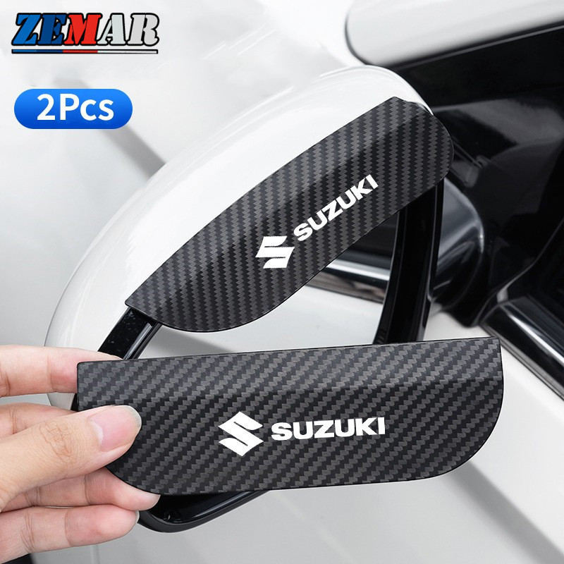 SUZUKI 2 件裝鈴木汽車後視鏡防雨罩碳纖維後視鏡貼紙通用汽車零件適用於 ERTIGA XL7 Swift SX4