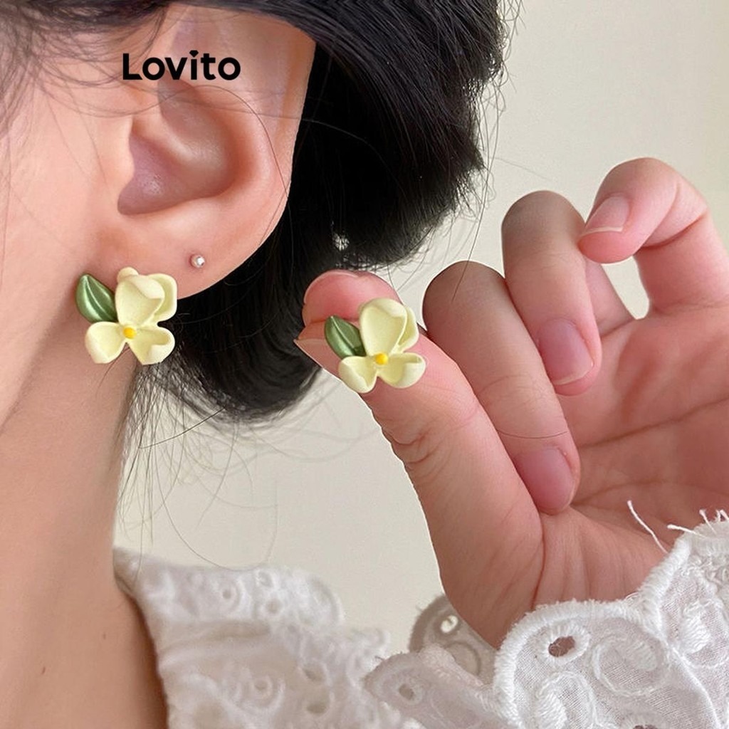 Lovito 女士休閒花卉花朵耳環 LFA20265