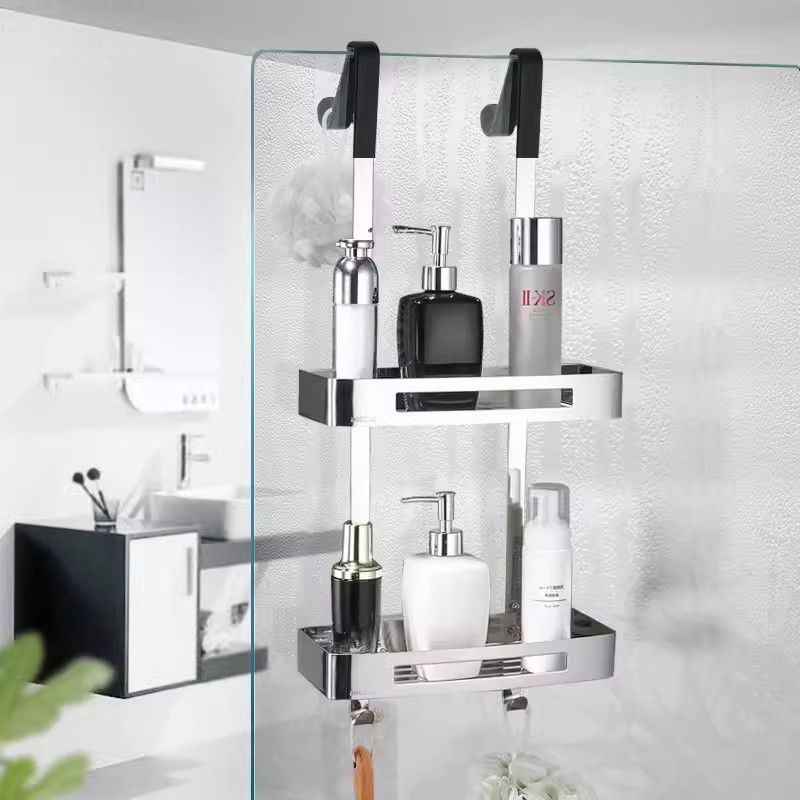 不鏽鋼淋浴房掛籃黑色浴室掛式衛生間置物架淋浴間玻璃門掛籃壁掛 ASVR