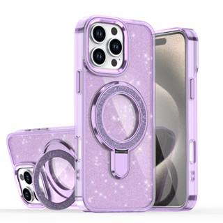 亮影閃粉手機殼適用iPhone15promax手機殼16p蘋果14Pro新款帶支架15Plus 13磁吸殼 12防摔殼