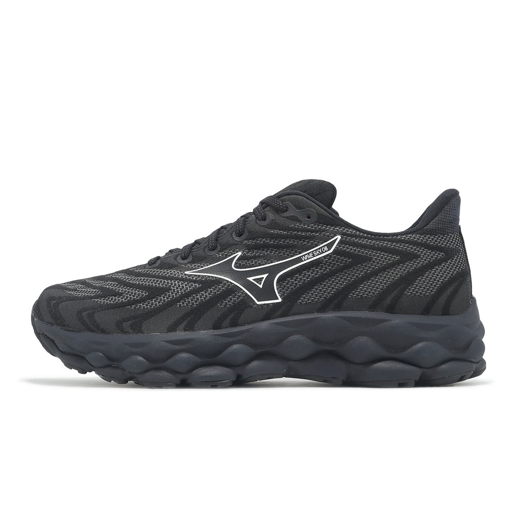 Mizuno 慢跑鞋 Wave Sky 8 男鞋 超寬楦 黑 緩衝 美津濃 [ACS] J1GC2411-57