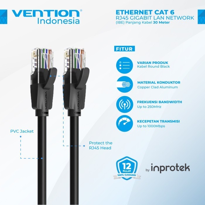 Vention 30M LAN 電纜 RJ45 Cat.6 UTP 以太網千兆