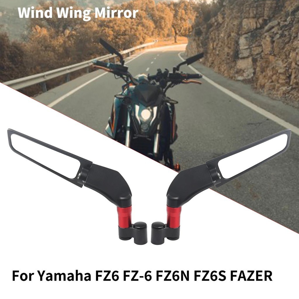 山葉 適用於雅馬哈 FZ6 FZ-6 FZ6N FZ6S FAZER 通用摩托車後視鏡風翼側後視鏡倒車鏡