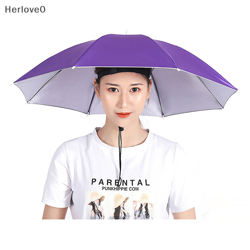 Herlove 便攜式雨傘帽子可折疊戶外遮陽防水野營釣魚頭飾沙灘頭帽配件 TW