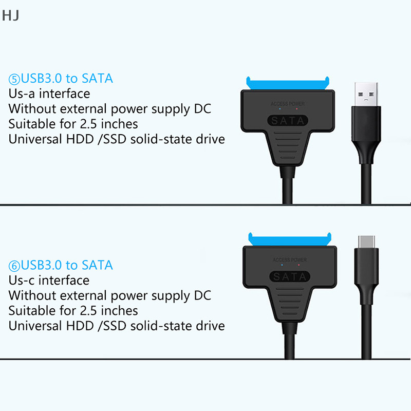 Hj SATA 轉 USB 3.0 2.0/Type-C 適配器適用於 2.5/3.5 英寸外置 HDD SDD 硬盤驅