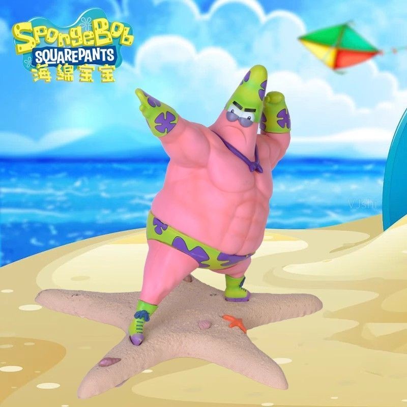 Spongebob 海綿寶寶 派大星 章魚哥 海綿寶寶GK肌肉肥肉派大星冰激凌超人泳裝潮玩惡搞手辦模型擺件