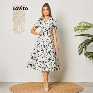 Lovito 女式波西米亞花卉裹身荷葉邊連身裙 LBL08414
