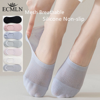 Ecmln 女士隱形棉質船襪網眼透氣腳踝低幫矽膠防滑襪