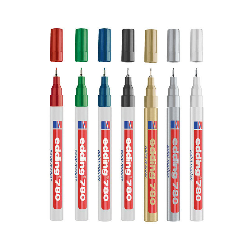 德國艾迪edding780油漆筆金色白色黑色藍色紅色工業不掉色耐酒精耐高溫金屬鋼板補漆筆記號筆0.8MM
