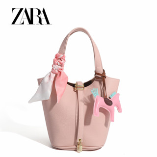Zara 糖果色女款新款百搭斜挎包手提水桶包