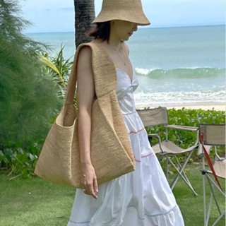 拉菲草編織休閒女包 沙灘度假風百搭斜背包