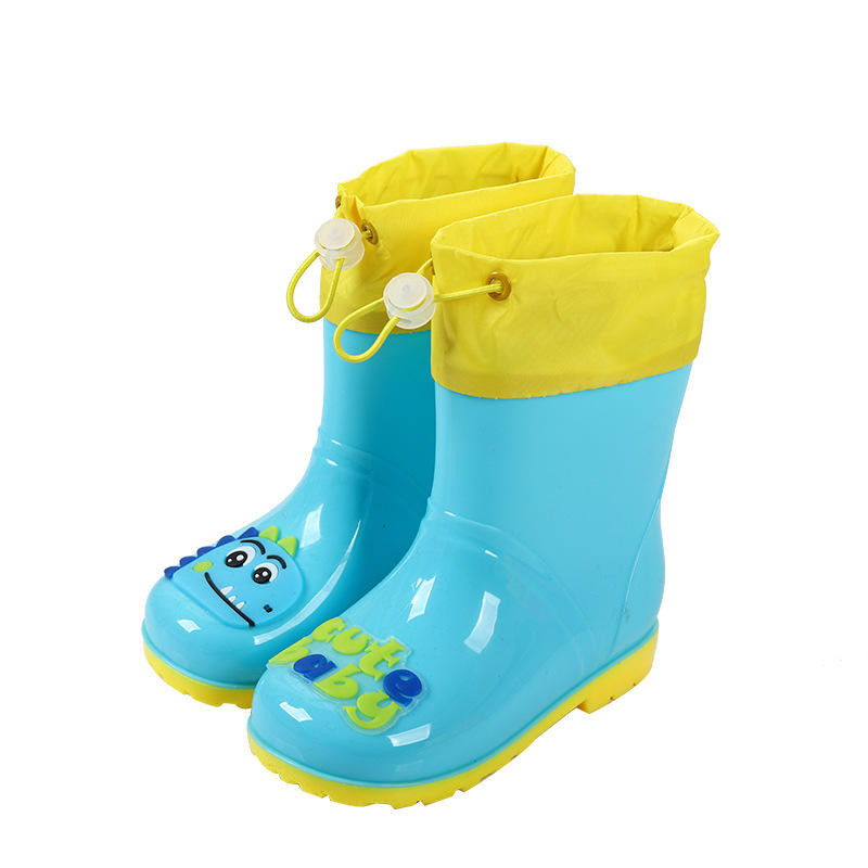 新款防水束口卡通恐龍兒童雨鞋水鞋內膽可拆卸