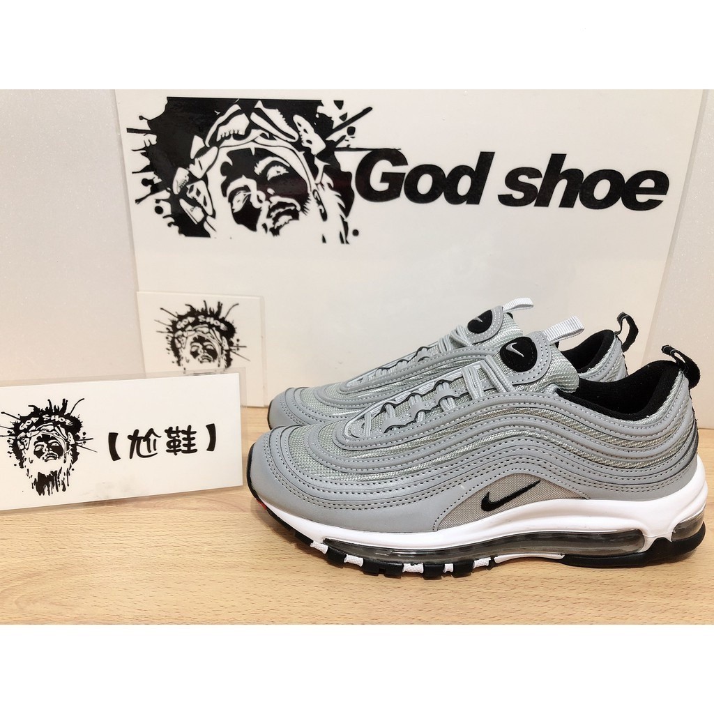 奈吉  NK AIR MAX 97 黑銀子彈頭 3M 黑鉤反光墊慢跑鞋 312834-007 男士女士