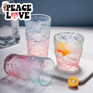 🍻PEACE酒吧🍻冰川紋玻璃杯家用杯子水杯女isn風咖啡杯啤酒杯高溫大容量耐熱