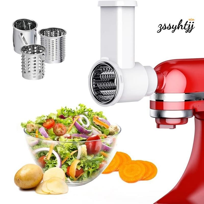 【zssyhtjj】切片機切碎機附件,用於 Kitchenaid 立式攪拌機的新鮮準備蔬菜切片機,帶清潔刷的沙拉機
